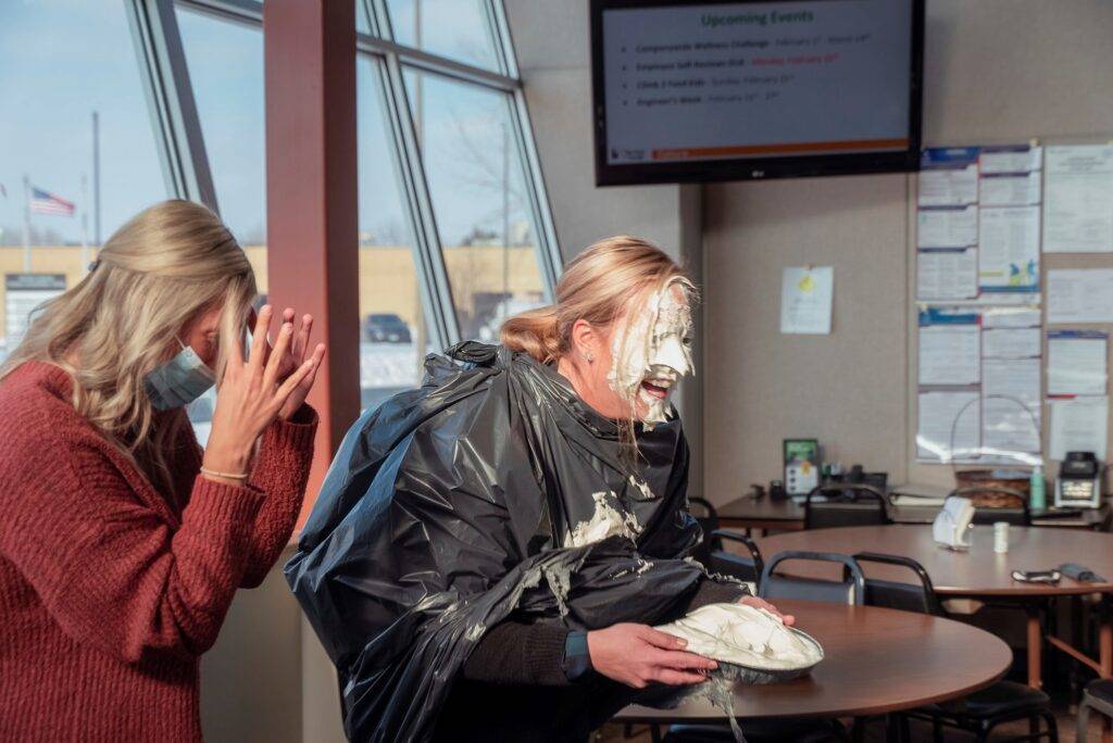 Employee gets pie-in-the-face for the United Way Fundraiser