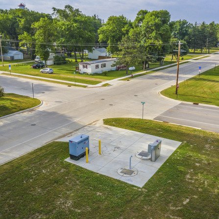 Aerial view of a intersection
